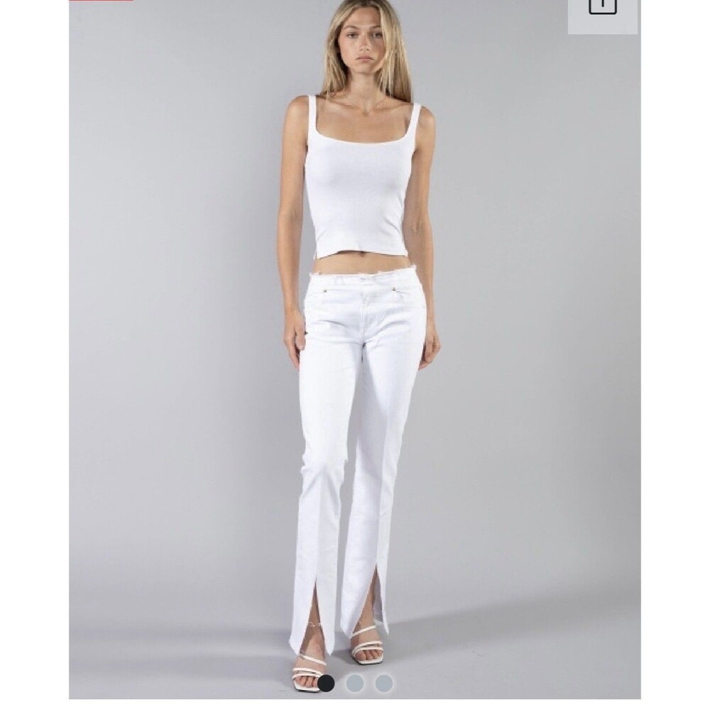 FRAME WHITE CUT OFF WAIST MINI BOOT SLIT FRAYED WAIST HEM JEANS SIZE 23 NWOT